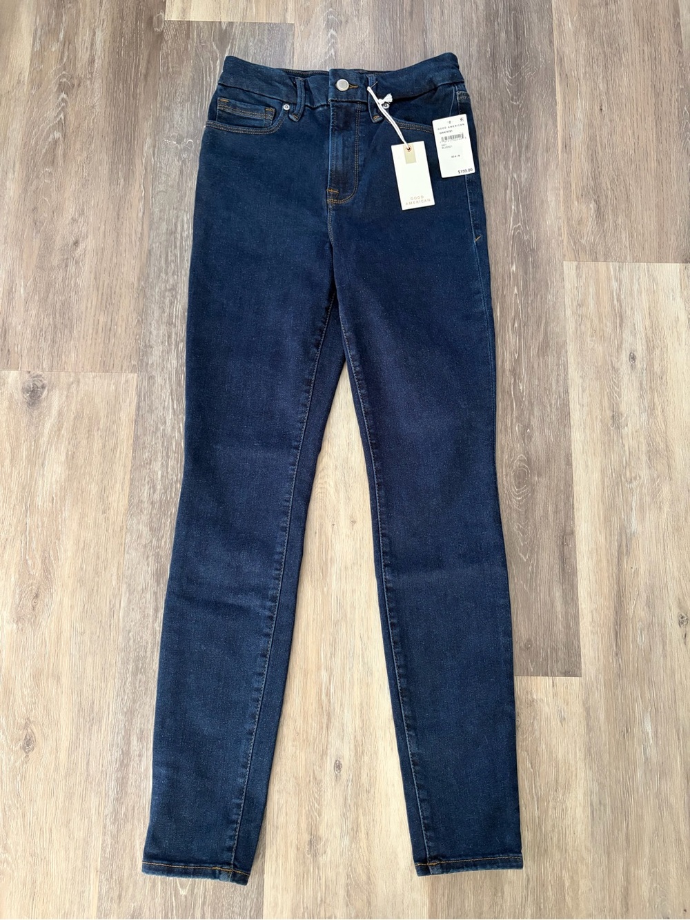 NWT Good American Dark Indigo High-Rise Skinny Jeans